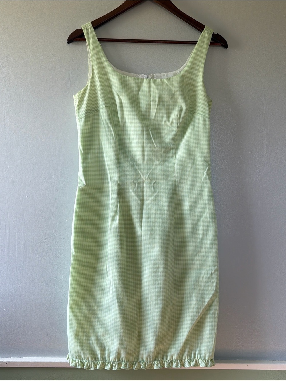 Tailor B. Moss Light Green Gingham Shift Dress